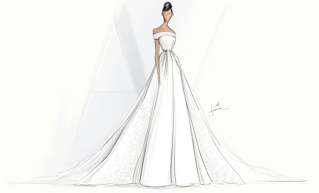 croquis robe a-line - robe de mariée