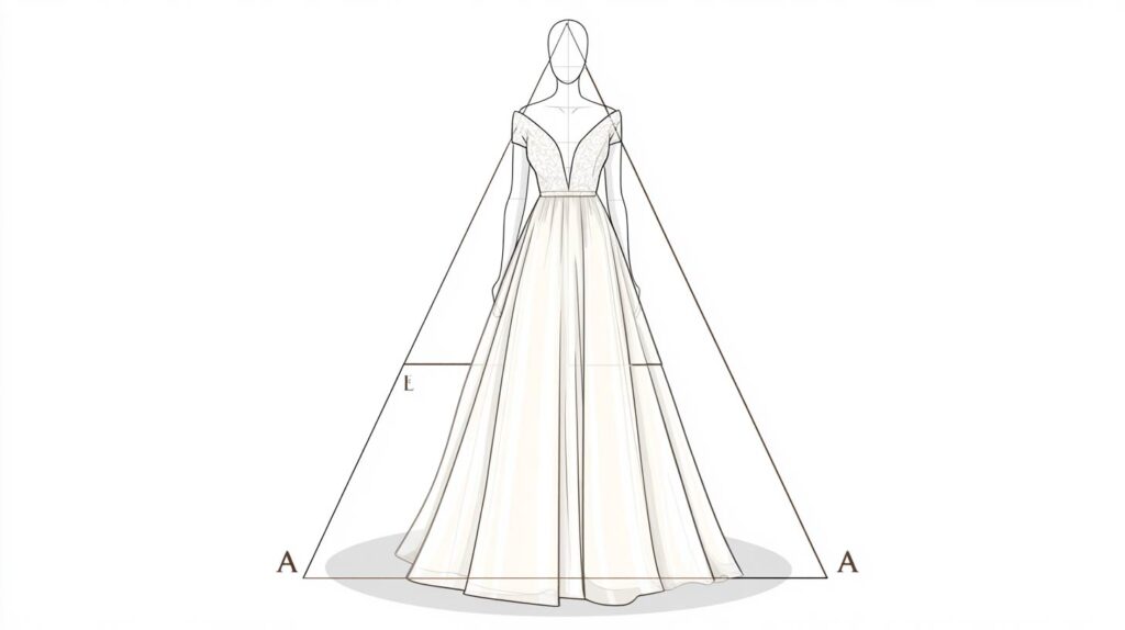 définition robe de mariée a-line et croquis