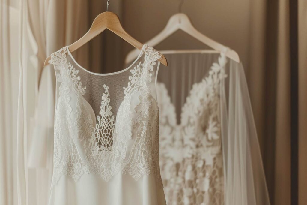 Même robe de mariée avec manches et cape amovibles pour un look transformable cérémonie et soirée