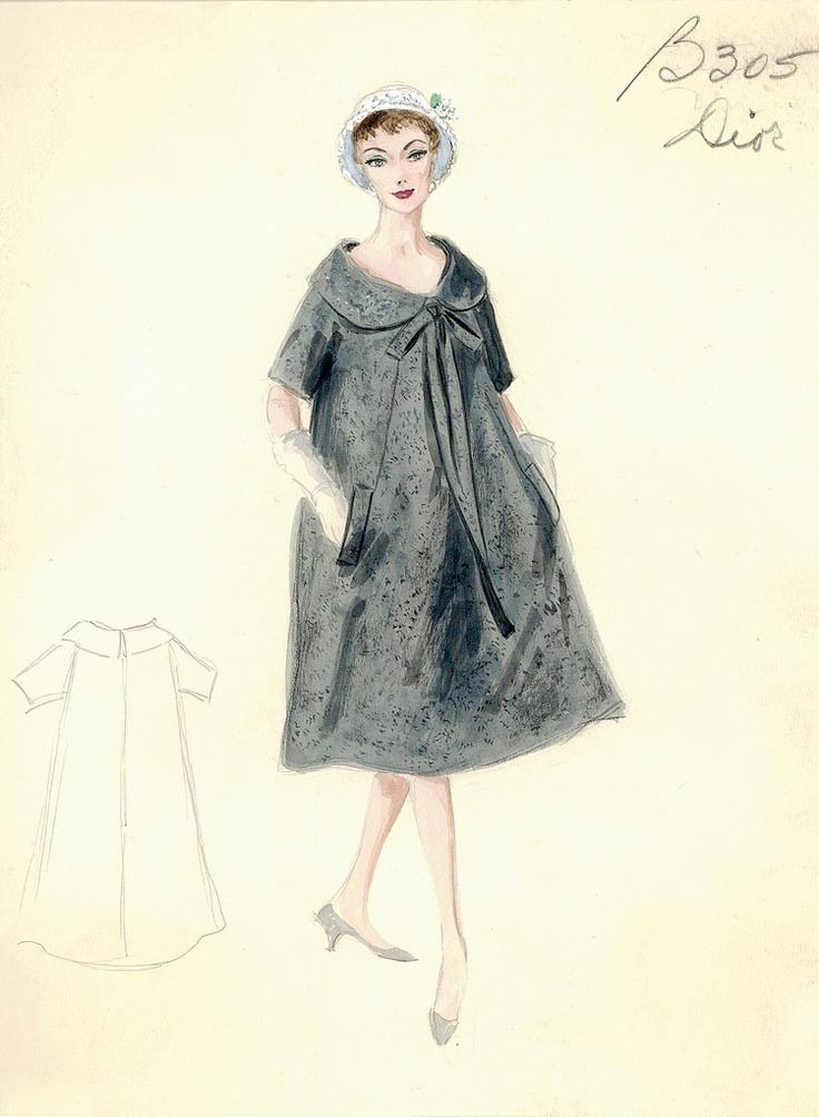 Trapeze" line by Yves Saint Laurent for Christian Dior, 1958 – @finalfashion on Tumblr