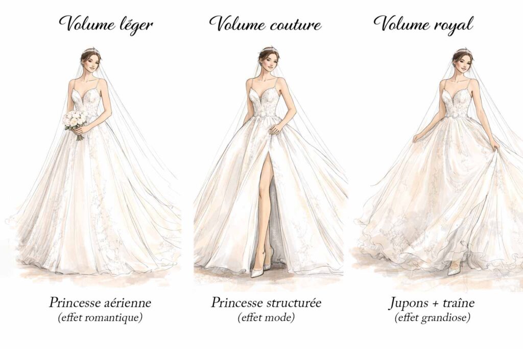 3 volumes princesse pour 3 effets différents