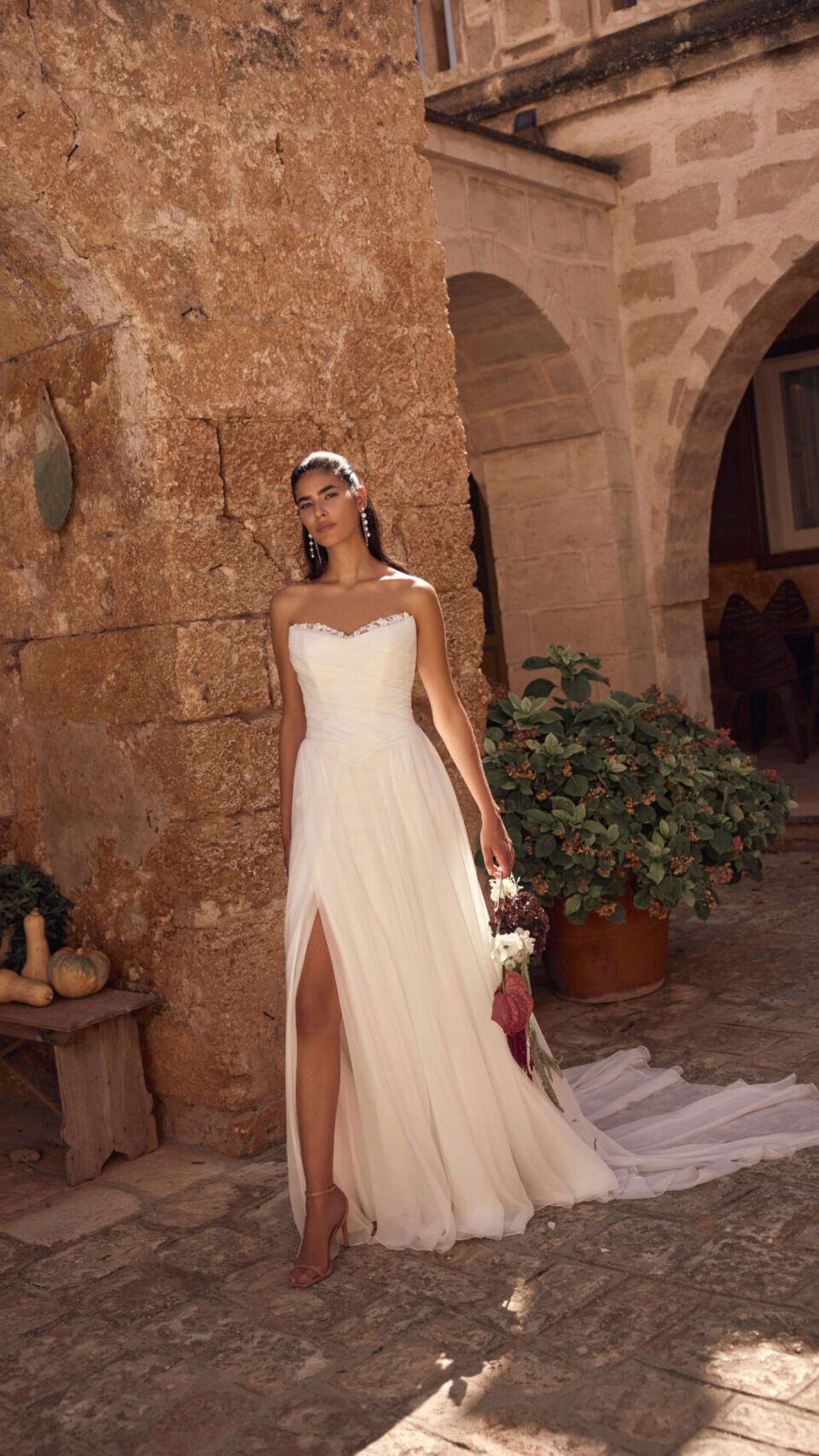 MALVINE – Robe de mariée fluide mousseline bustier